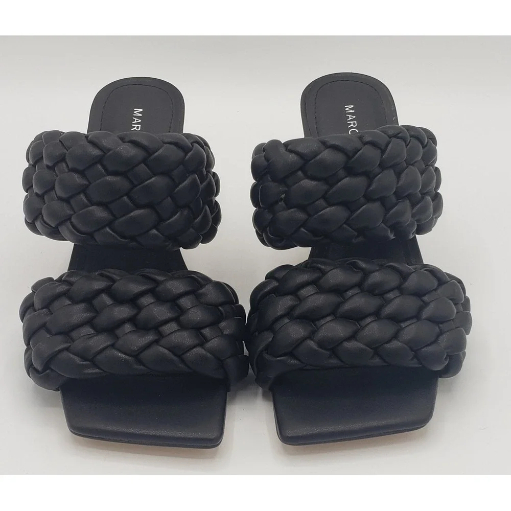 Marc Fisher Toree Black Faux Leather Braided Open Square Toe 3